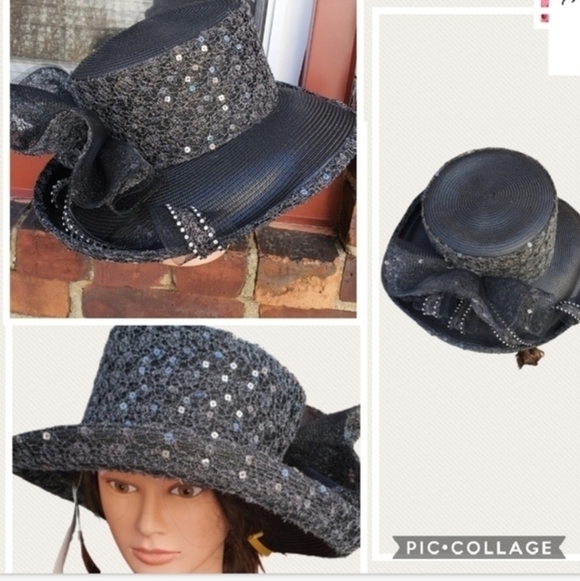 Gray‎ Sequined wide brim hat NWT main image 5